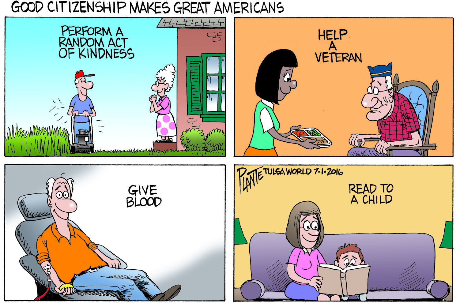 Bruce Plante Cartoon: Good Citzenship = Great Americans